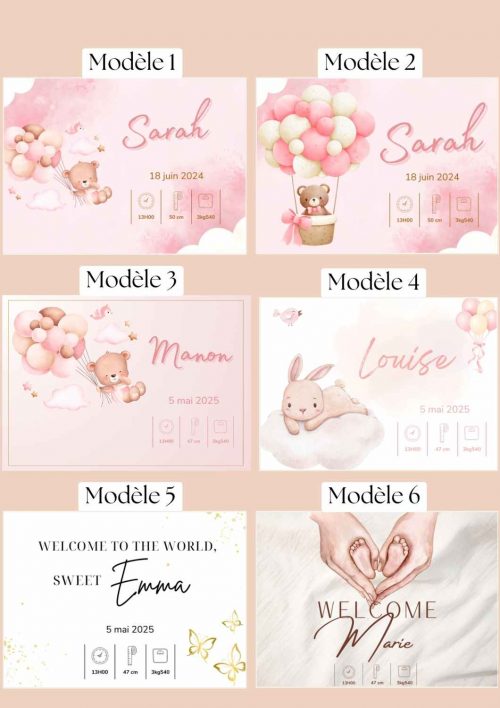 10 modèles de naissance fille – Détails personnalisés