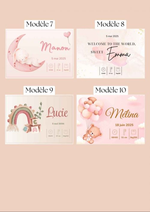 10 modèles de naissance fille – Détails personnalisés