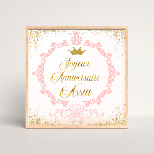 Anniversaire – Cadre forme fleur rose – Réf.ENF05