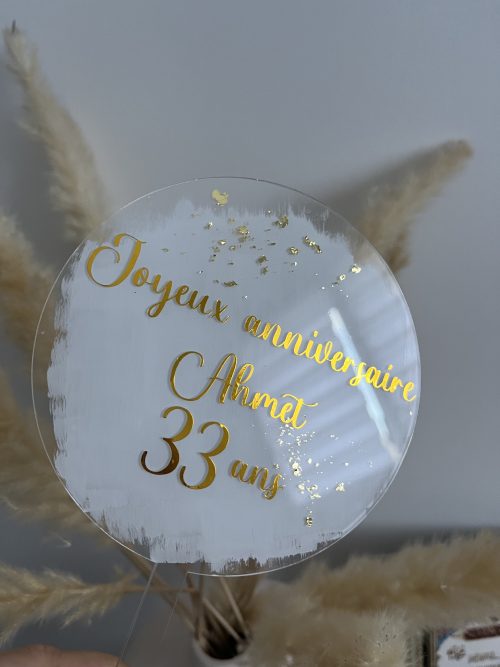 Topper de gâteau en plexiglas à personnaliser