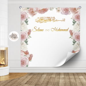 Arc en fleurs roses foncées-Réf.FI35 Mariage – Arc en fleurs roses foncées-Réf.FI35