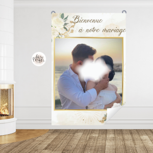 Blanc et beige avec photo -Réf.FI29 Mariage – Blanc et beige avec photo -Réf.FI29