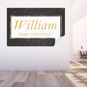 Anniversaire – Cadre or sur fond noir-Réf.ANN25