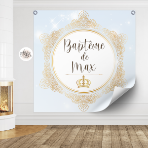 Cadre rond doré avec fond bleu ciel-Réf.ENF41 Enfants – Cadre rond doré avec fond bleu ciel – Réf.ENF41