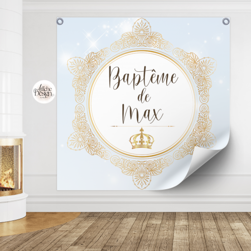 Cadre rond doré avec fond bleu ciel-Réf.ENF41 Enfants – Cadre rond doré avec fond bleu ciel – Réf.ENF41