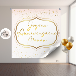 Anniversaire – Doré sur fond poudré-Réf.ANN15