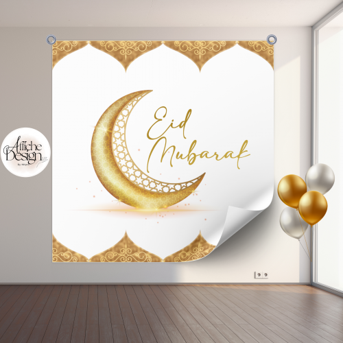 FÊTES – Eid moubarak lune or-Réf.FE01