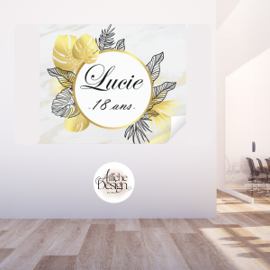 Anniversaire – Feuilles dorée et noires-Réf.ANN07