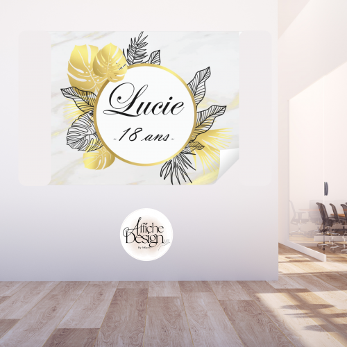 Anniversaire – Feuilles dorée et noires-Réf.ANN07