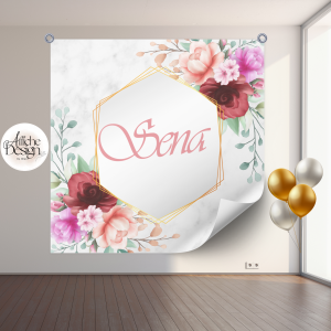 Anniversaire – Fleurs colorées sur marbre-Réf.ANN22