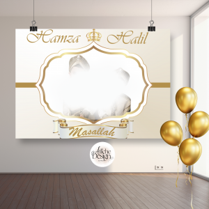 Beige et doré avec photo-Réf.ENF39 affiche personnalisée