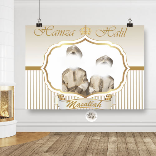 Rayures beiges avec photo-Réf.ENF38 Enfants – Rayures beiges avec photo – Réf.ENF38