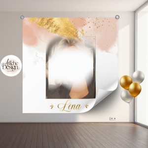 Anniversaire – Rose gold avec photo-Réf.ANN14