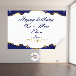 Anniversaire – Royal bleu et doré-Réf.ANN11