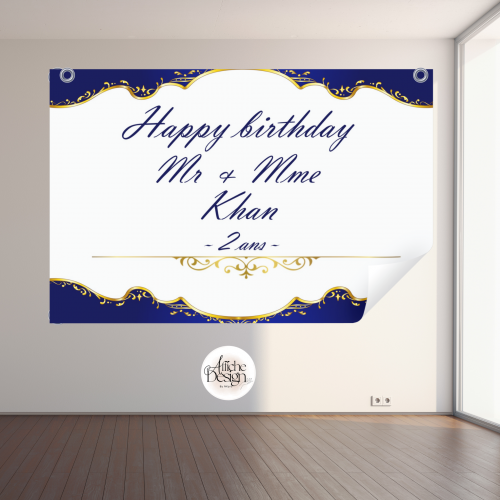 Royal bleu et doré-Réf.ANN11 Anniversaire – Royal bleu et doré-Réf.ANN11