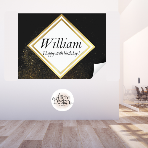 Anniversaire – William noir et or-Réf.ANN27