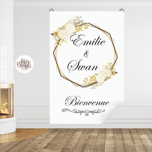 noir et doré fleurs- Réf.FI18 Mariage – noir et doré fleurs-Réf.FI18