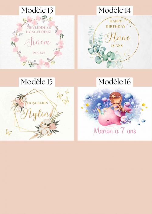 15 modèles au choix - Thème fille