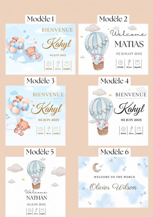 8 modèles de naissance garçon - Détails personnalisés
