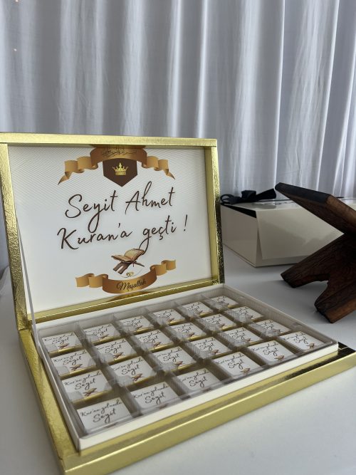 Boîte de chocolats personnalisée – Kuran Töreni Doré