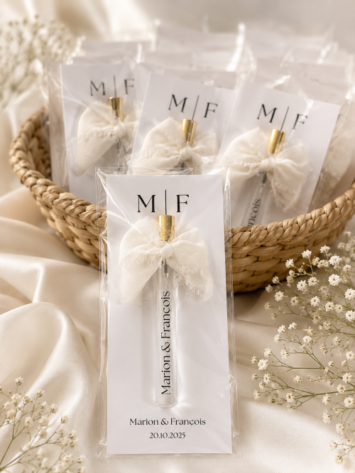 Parfum personnalisé – Cadeau invité mariage, fiançailles & événements